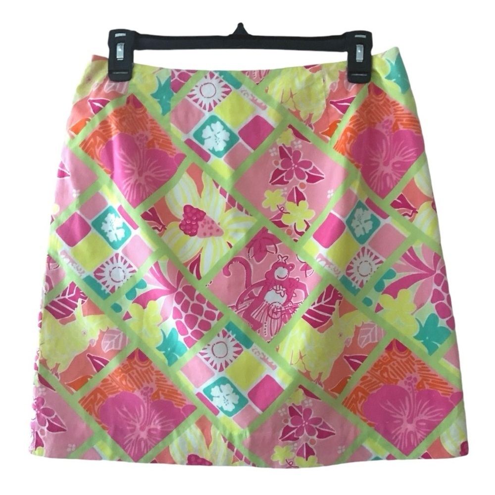 Lilly Pulitzer Woven Diamond Head Patch Pattern Mini Skirt Size 6